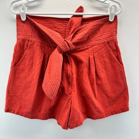 Free People One Pink Orange One Viola Slouchy Tie Front Shorts 4 - Picture 1 of 9